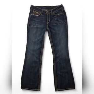 Ariat Turquoise Denim Jeans Size 30 Short Dark Wash Bootcut Studded Western